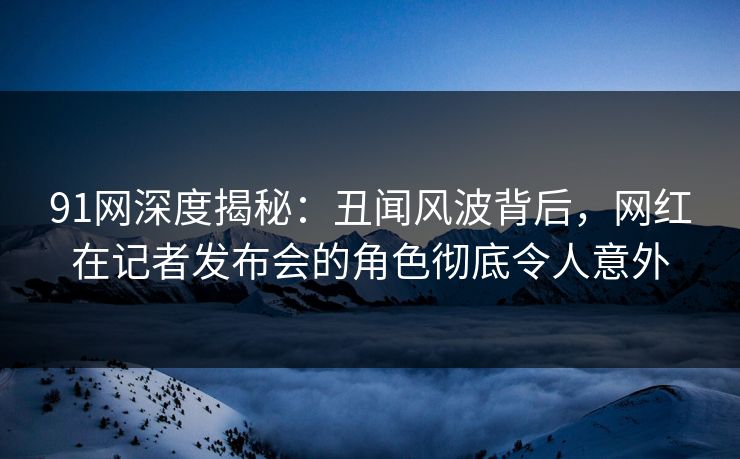 91网深度揭秘：丑闻风波背后，网红在记者发布会的角色彻底令人意外