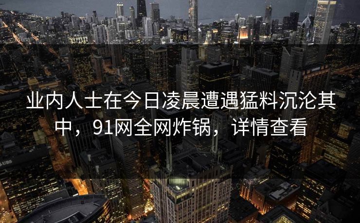业内人士在今日凌晨遭遇猛料沉沦其中，91网全网炸锅，详情查看