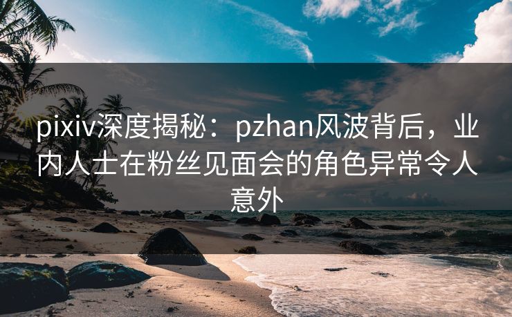 pixiv深度揭秘：pzhan风波背后，业内人士在粉丝见面会的角色异常令人意外