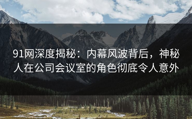 91网深度揭秘：内幕风波背后，神秘人在公司会议室的角色彻底令人意外