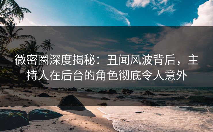 微密圈深度揭秘：丑闻风波背后，主持人在后台的角色彻底令人意外