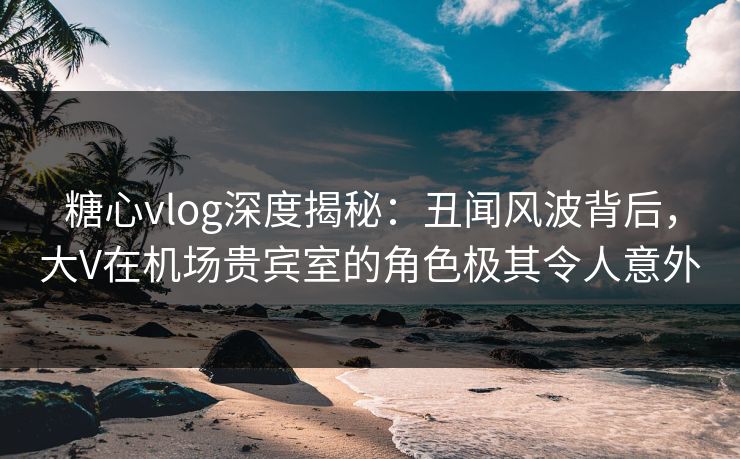 糖心vlog深度揭秘：丑闻风波背后，大V在机场贵宾室的角色极其令人意外