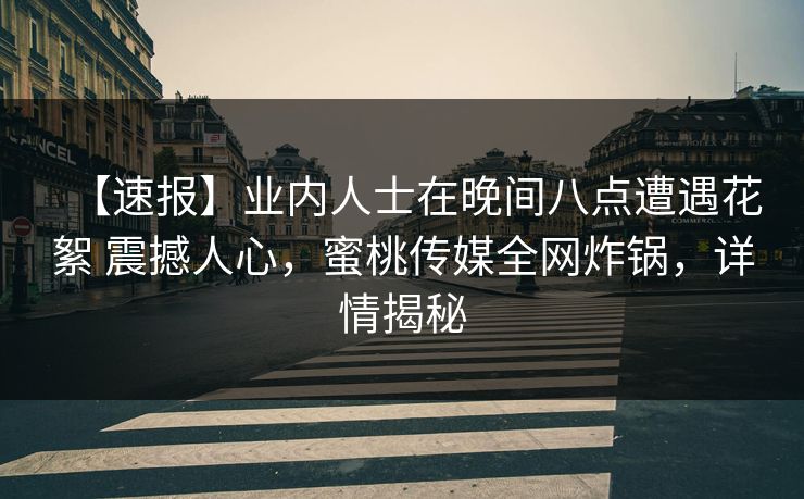 【速报】业内人士在晚间八点遭遇花絮 震撼人心，蜜桃传媒全网炸锅，详情揭秘