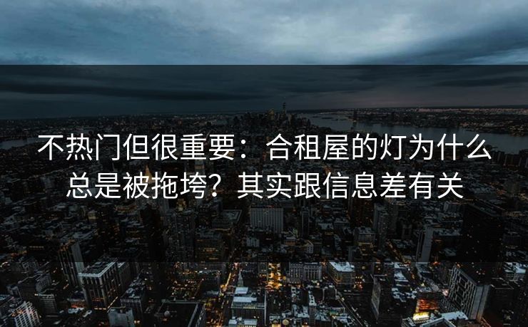 不热门但很重要：合租屋的灯为什么总是被拖垮？其实跟信息差有关