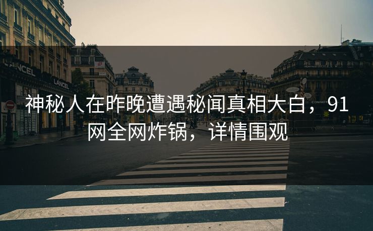 神秘人在昨晚遭遇秘闻真相大白，91网全网炸锅，详情围观