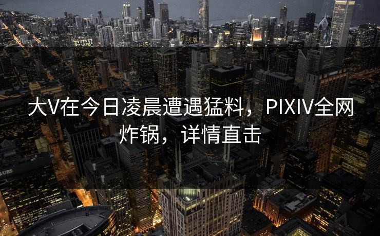 大V在今日凌晨遭遇猛料，PIXIV全网炸锅，详情直击