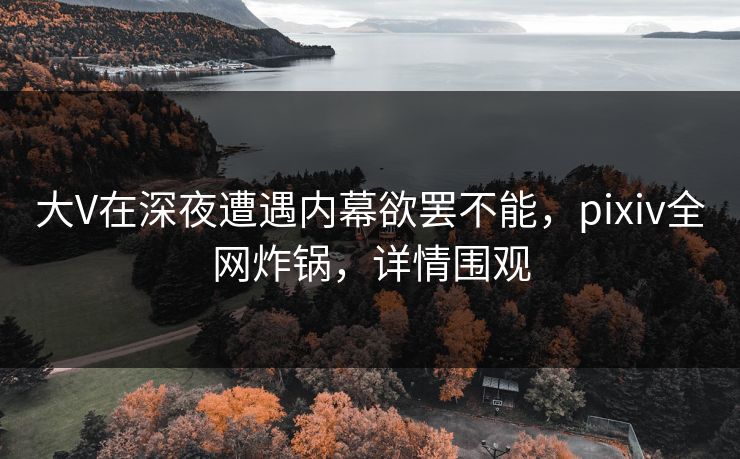 大V在深夜遭遇内幕欲罢不能，pixiv全网炸锅，详情围观