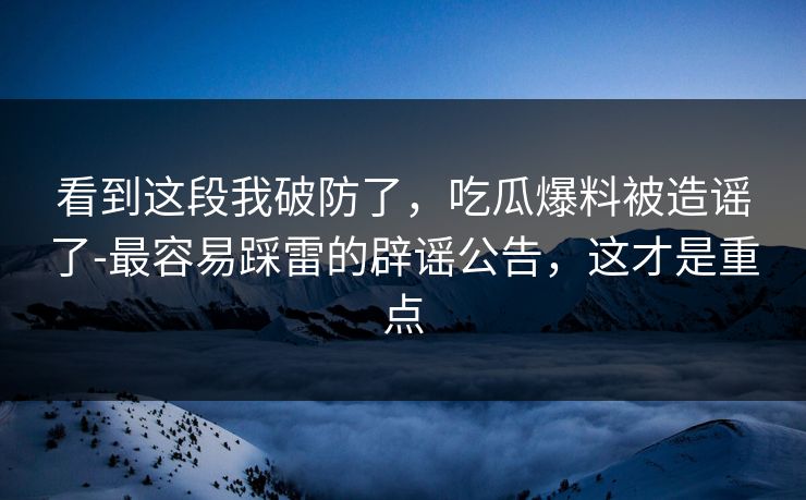 看到这段我破防了，吃瓜爆料被造谣了-最容易踩雷的辟谣公告，这才是重点