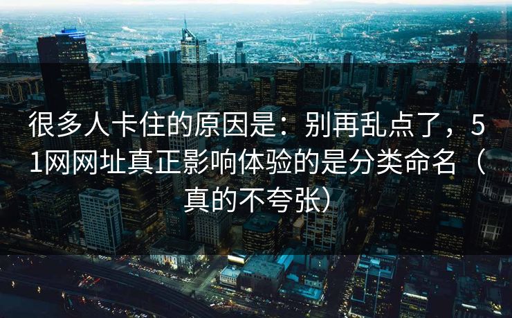 很多人卡住的原因是：别再乱点了，51网网址真正影响体验的是分类命名（真的不夸张）